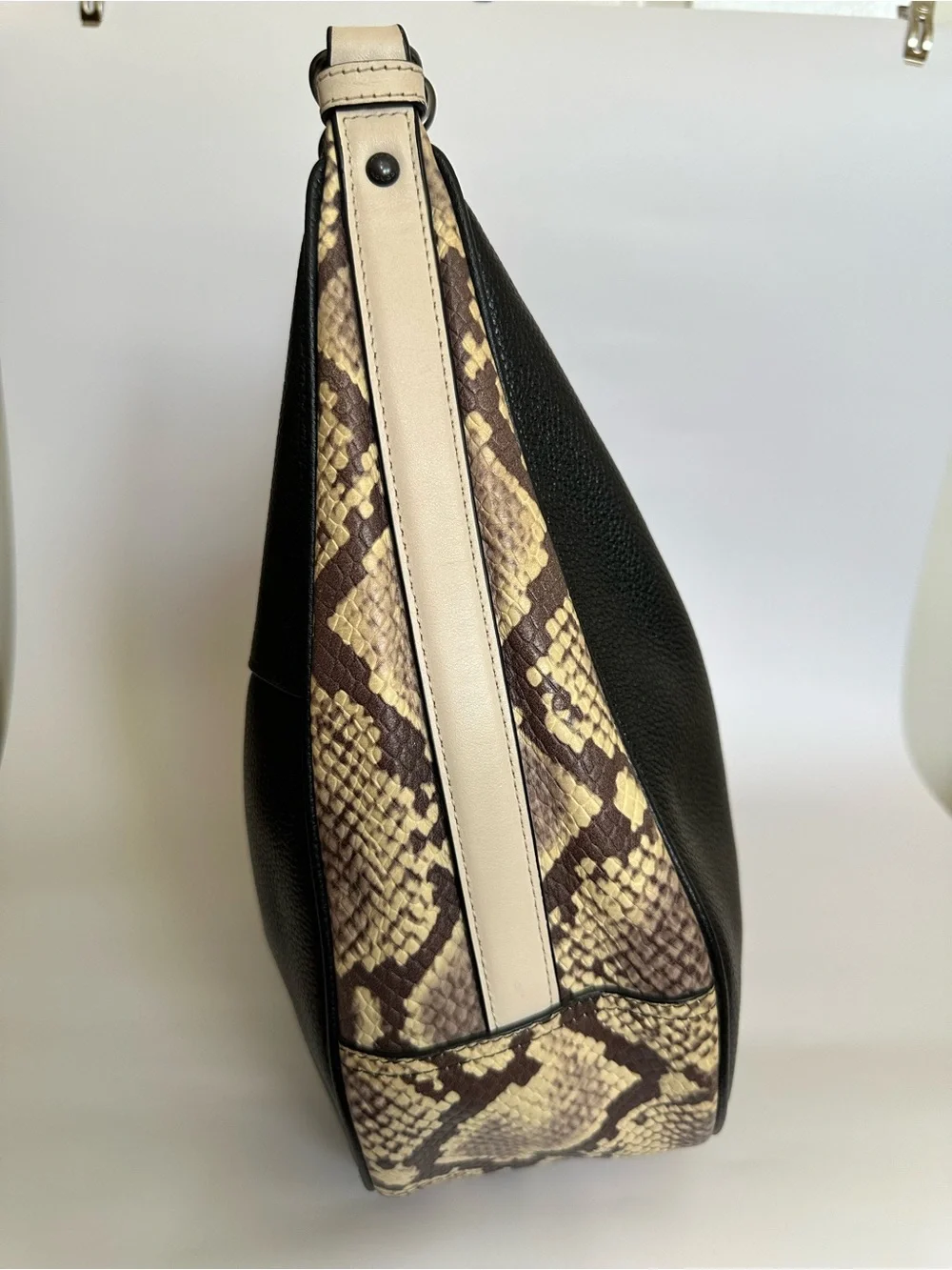 Coach Harley hobo and crossbody in pebbled black leather and Snake Print